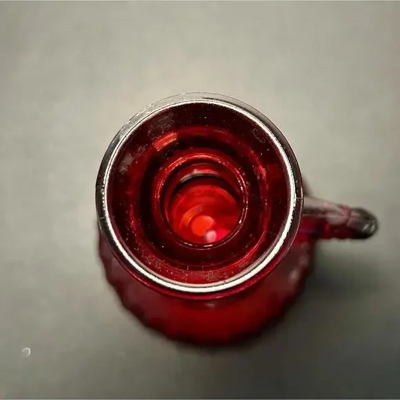 Vintage 1950s Ruby Red Genie-Style Glass Liquor Bottle Decanter, 11” NO STOPPER - Picture 7 of 15